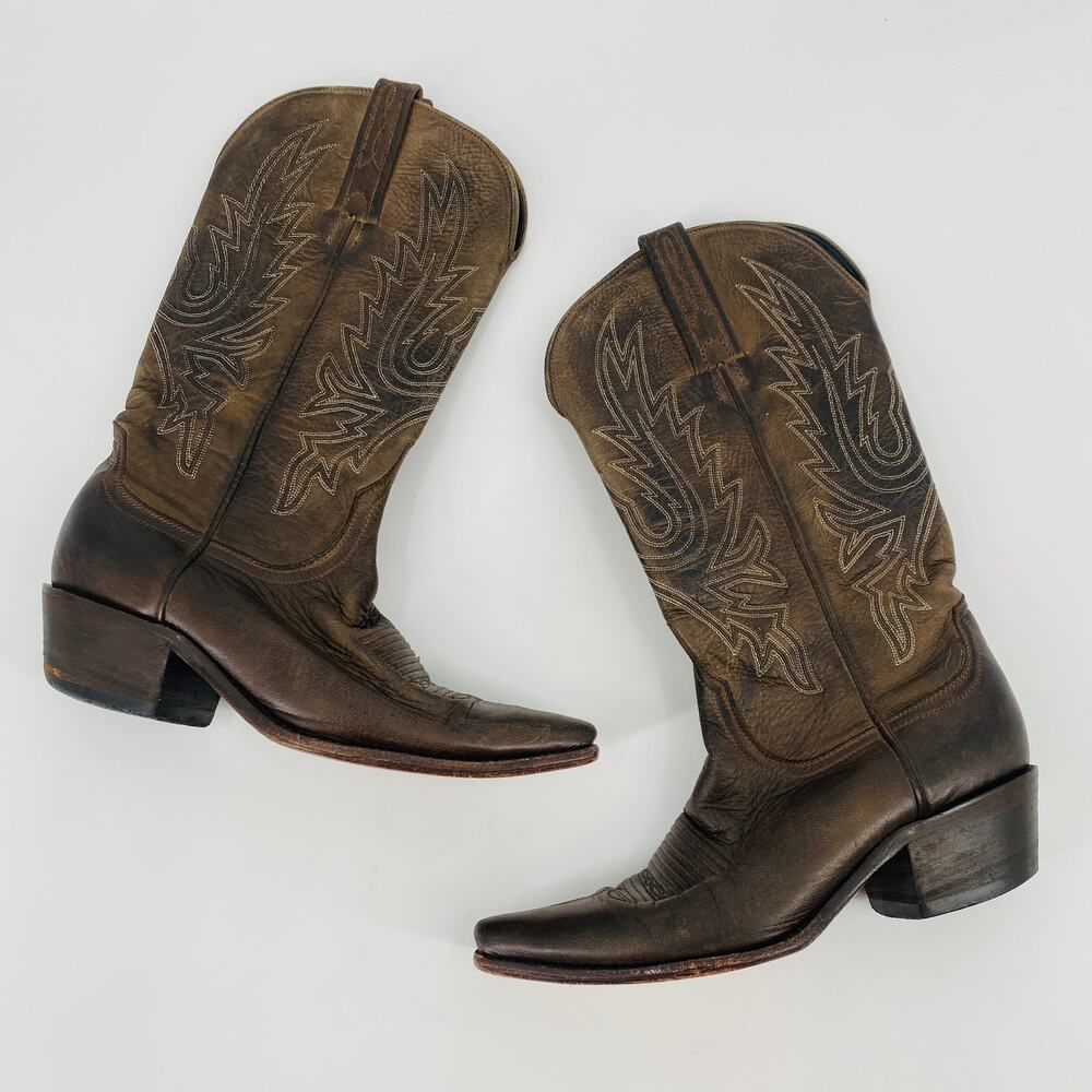 Charlie horse Brown Leather Stitched Cowboy Boots